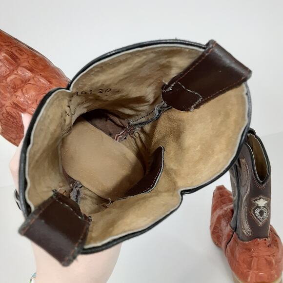 Premier Kids Western Cowboy Boot Tall Riding Crocodile Leather Youth 7 Red Rodeo - Picture 10 of 11